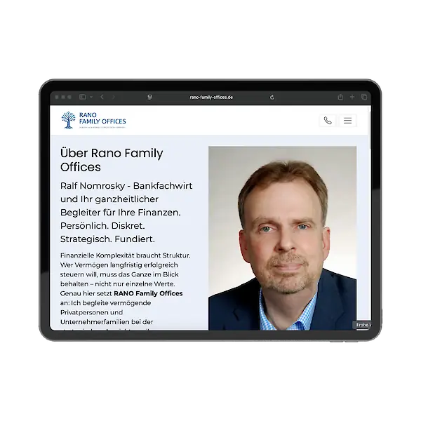 Professionelle Website für RANO Family Offices - Vermögensberatung und Finanzplanung mit Ralf Nomrosky - Bild 2