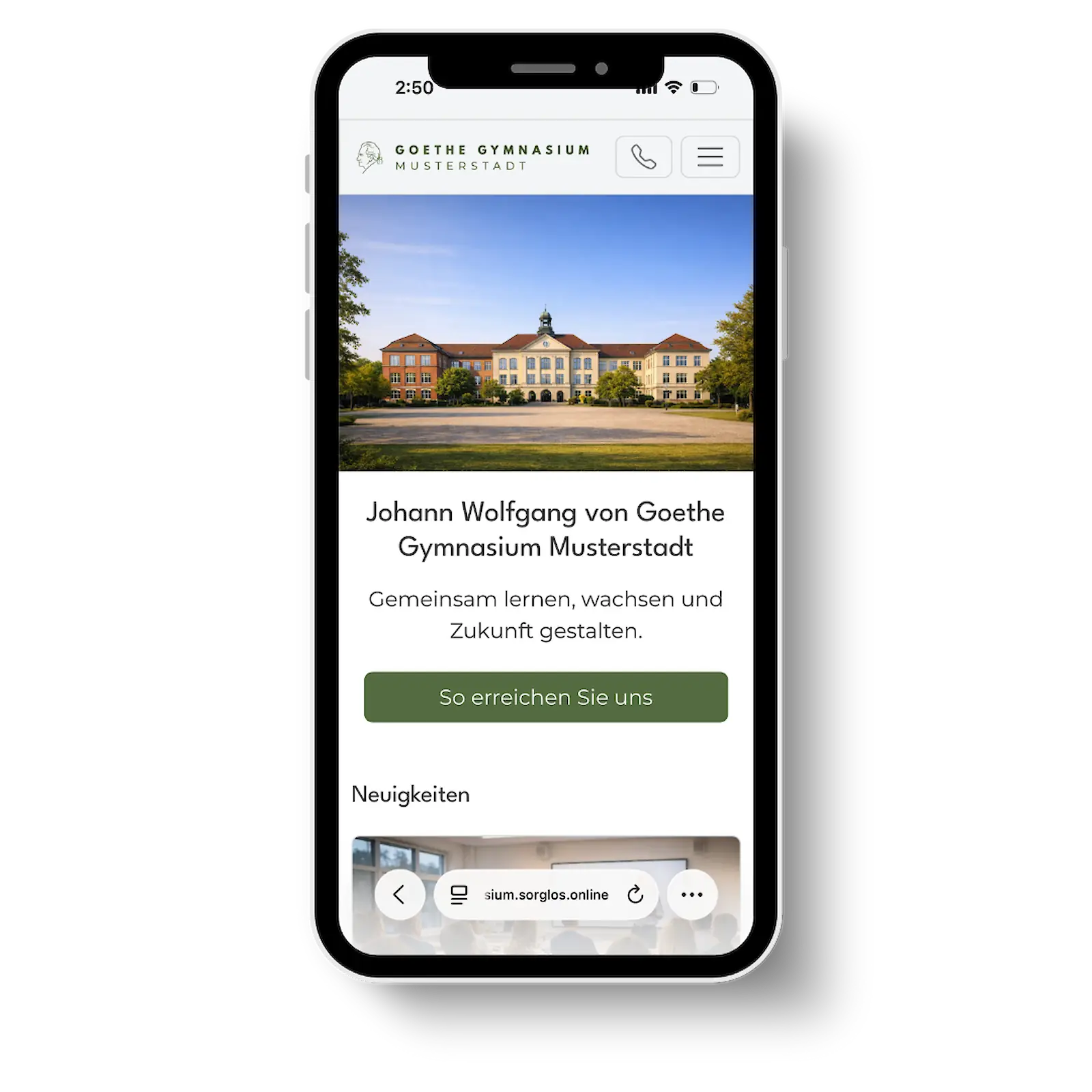 Beispielwebsite Schule