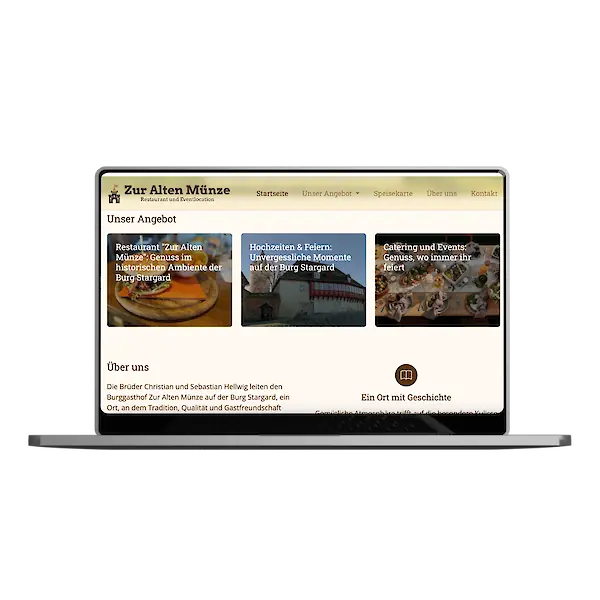 Website für den Burggasthof "Zur Alten Münze" auf der Burg Stargard - Bild 1