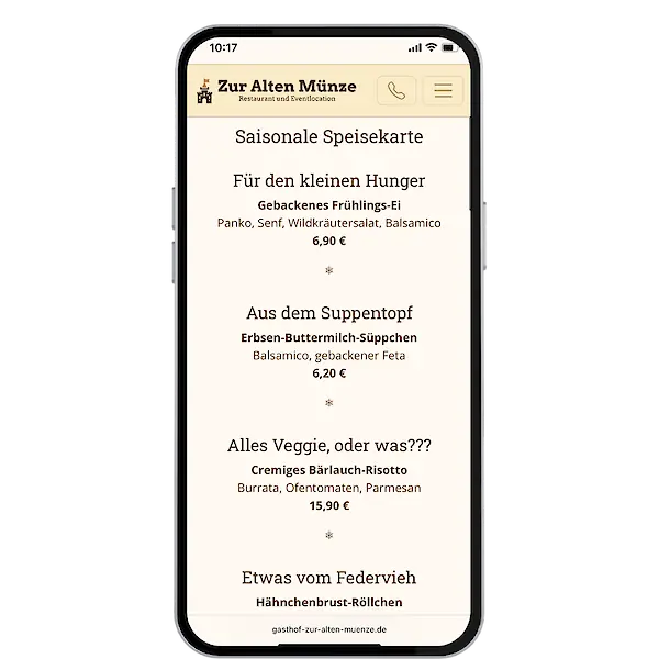 Website für den Burggasthof "Zur Alten Münze" auf der Burg Stargard - Bild 2